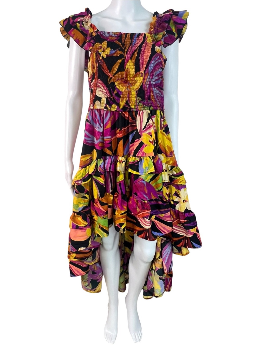 Live 4 Truth Dress Floral High-Low Colorful Floral Party Festival Marti gras XL